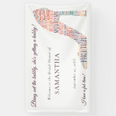 ワードアートシューズ名おもしろいパープルブライダルシャワー 横断幕 (縦)