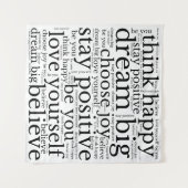 ワードアートパターン白黒 タペストリー (正面(横))