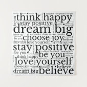 ワードアートパターン白黒 タペストリー (正面)