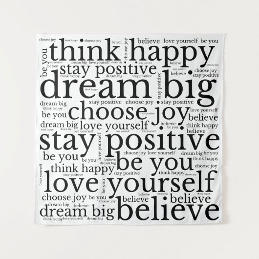 ワードアートパターン白黒 タペストリー (正面)