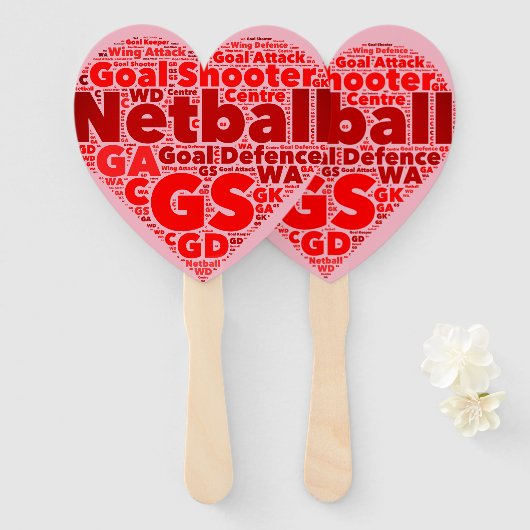 ワードアートボールデザインネットボールハート ハンドファン (正面&裏面)