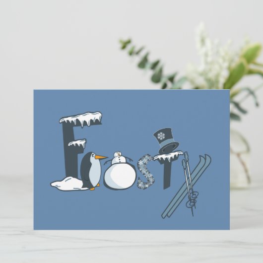 ワードアート霜の降りたフラットクリスマスカード シーズンカード (スタンド正面)