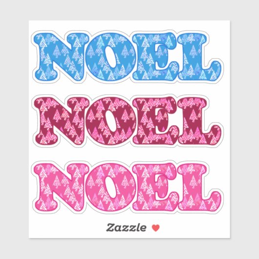 ワードアート – クリスマスパターン（の模様が）あるツリー付きノエル シール (シート)