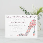 ワードアート スティレット バブル パープル ブライダルシャワー 招待状 (スタンド正面)