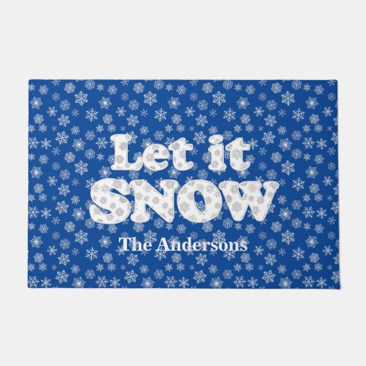 ワードアート – 雪の背景で雪を降らせる ドアマット (正面)