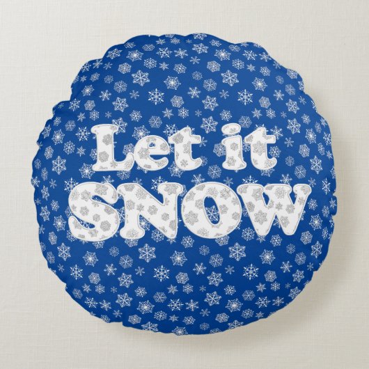 ワードアート – 雪の背景で雪を降らせる ラウンドクッション (正面)