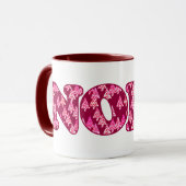 ワードアート – Burgundyパターン(の模様が)あるの木々のノエル マグカップ (正面左)