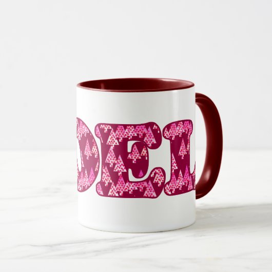 ワードアート – Burgundyパターン(の模様が)あるの木々のノエル マグカップ (正面右)