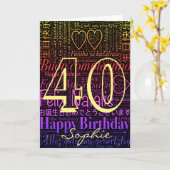 ワードアーパーソナライズされたト40歳の誕生日 カード (黄色い花)