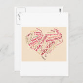ワードクラウド歓迎ハート ポストカード (正面/裏面)