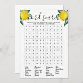 ワードサーチ ゴールド レモン ブライダルシャワーゲーム 招待状 (正面/裏面)