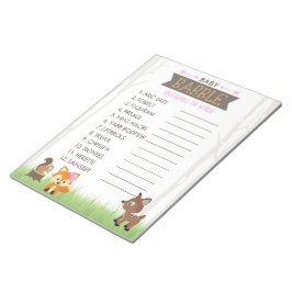 ワードスクランブルガールウッドランドベビーシャワーゲームパック ノートパッド