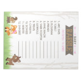 ワードスクランブルガールウッドランドベビーシャワーゲームパック ノートパッド (正面)