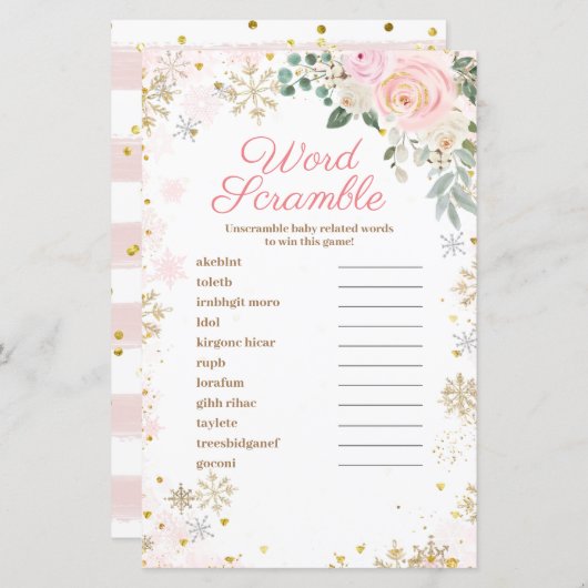 ワードスクランブルゲームウィンターピンクフローラ雪 (正面/裏面)