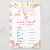 ワードスクランブルゲームピンクの熱気球の動物 (正面/裏面)