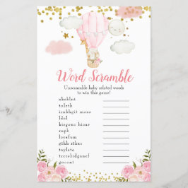 ワードスクランブルゲームピンクの熱気球の動物