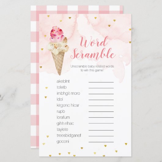 ワードスクランブルゲームピンク赤面アイスクリーム (正面/裏面)