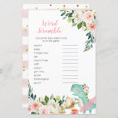 ワードスクランブルゲーム恐竜の茶パーティー赤ちゃんシャワー (正面/裏面)