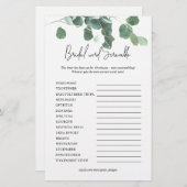 ワードスクランブルブライダルシャワーゲームユーカリ葉 (正面/裏面)