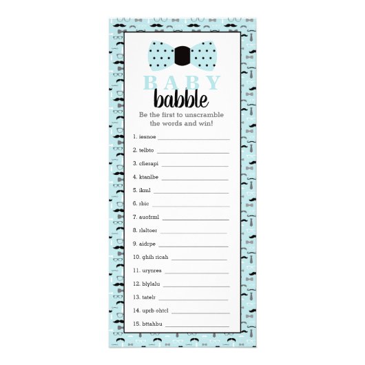 ワードスクランブルベイビーシャワーゲーム 25パック ラックカード (正面)
