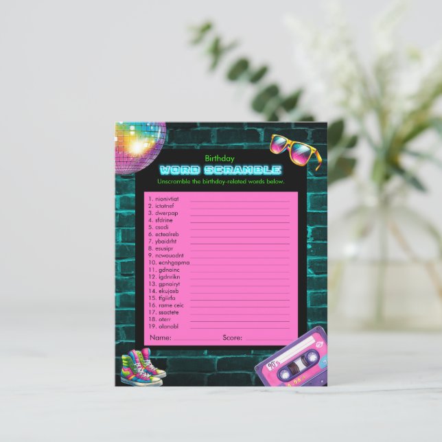 ワードスクランブル90sネオンディスコ誕生日ゲーム (スタンド正面)