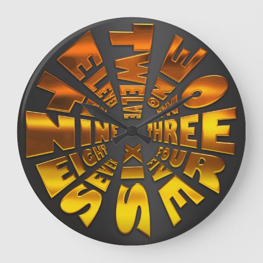 ワードタイムクロックファンシー ラージ壁時計 (正面)