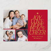 ワードツリーフォイルホリデーカード編集可能カラー 箔招待状 (正面)