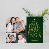 ワードツリーフォイルホリデーカード編集可能カラー 箔招待状 (立ち正面)