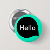 ワードバブル – 黒オンターコイズ 缶バッジ (正面&裏面)