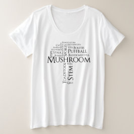 ワードマッシュルームプラスTシャツ(黒文字) プラスサイズTシャツ