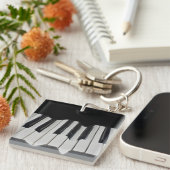 ワープしたピアノ鍵アクリルキーリング キーホルダー (正面右)