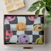 ワープした白黒のチェッカーボード上の幸せな顔 薄葉紙 (ギフト)