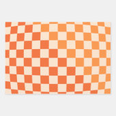 ワープチェックオレンジ調パターン ラッピングペーパーシート (正面2)