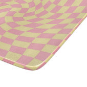 ワープチェックレトロチェッカーボードピンクピーチ カッティングボード (角)