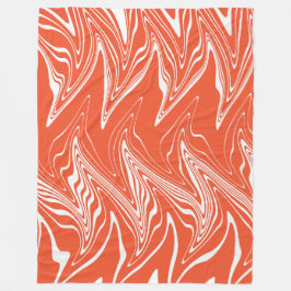 ワープ – オレンジと白 フリースブランケット