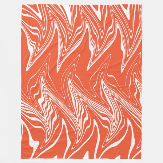 ワープ – オレンジと白 フリースブランケット (正面)
