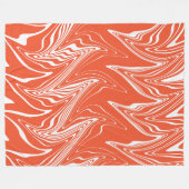 ワープ – オレンジと白 フリースブランケット (正面(横))