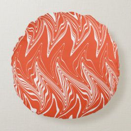 ワープ – オレンジと白 ラウンドクッション