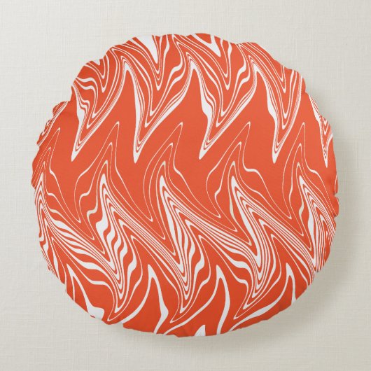 ワープ – オレンジと白 ラウンドクッション (正面)