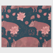 ワーホグフローラカラフルパタパーソナライズされたーン ラッピングペーパー (フラット)