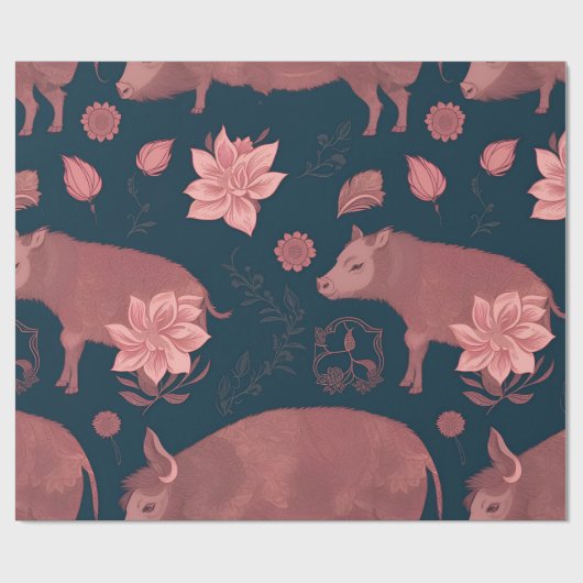 ワーホグフローラカラフルパタパーソナライズされたーン ラッピングペーパー (フラット)