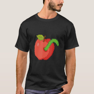 ワームの内側を持つピクセルアップル Tシャツ