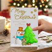 ワームの雪だるまとクリスマスツリー シーズンカード