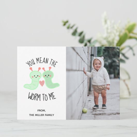 ワームを意味する私のかわいいはバレンタイン写真 シーズンカード (スタンド正面)