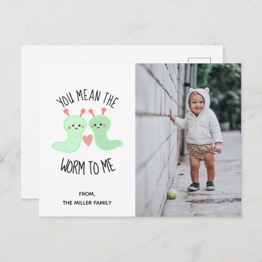 ワームを意味する私のかわいいはバレンタイン写真 シーズンポストカード (正面/裏面)