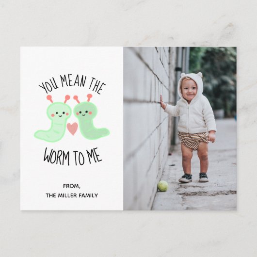 ワームを意味する私のかわいいはバレンタイン写真 シーズンポストカード (正面)