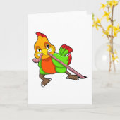 ワームを持つパラキート カード (黄色い花)