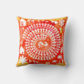 ワーリ絵画の – 手で描かれた伝統的古代人 クッション (裏面)