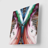 ワールウィンドレインボーゴールデンスノー鏡 スクエア壁時計 (傾斜)