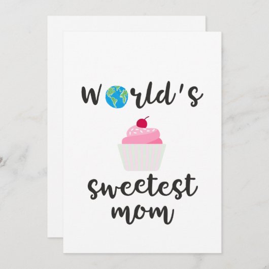 ワールドで最も甘いママの引用文カップケーキのピンク シーズンカード (正面/裏面)